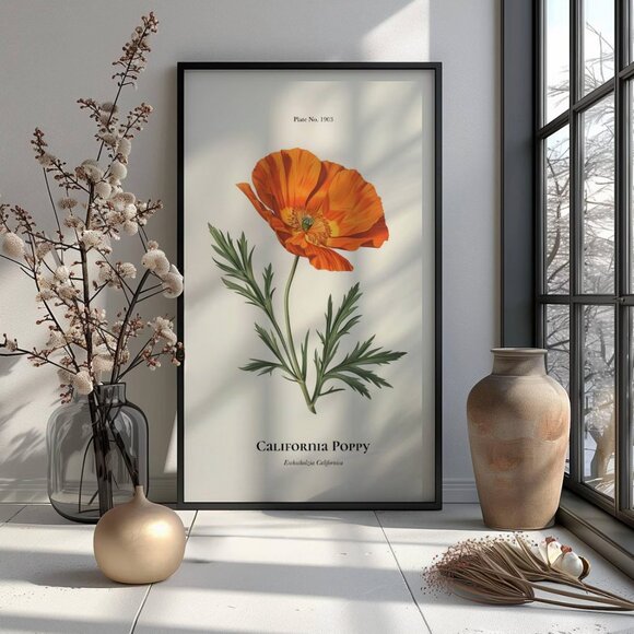 Original California Poppy Art Print + Digital Copy, State Flower - Picture 5 of 7